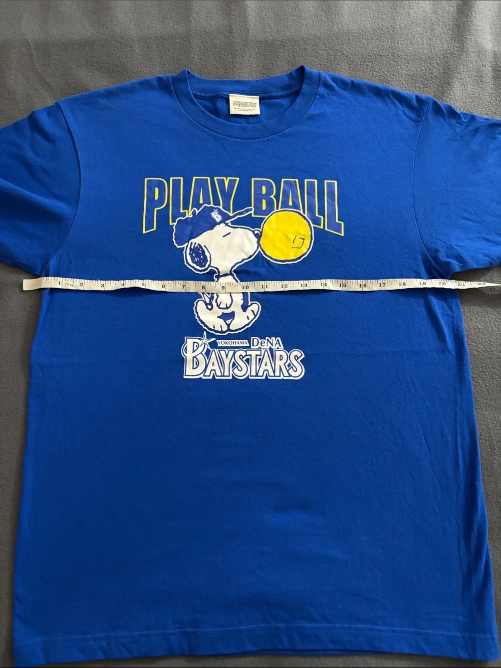 Snoopy Yokohama DeNA BayStars Play Ball T Shirt Blue Men’s L Japan Baseball